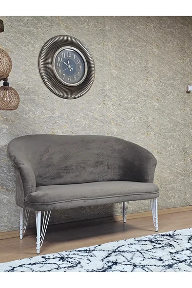 İkili TEDDY Beyaz Boyalı Telli Ayak Çay Seti Koltuk İkili Berjer , Balkon, Salon, Ofis Kahverengi Renk 40,5 Boyut/Ebat - Resim 2