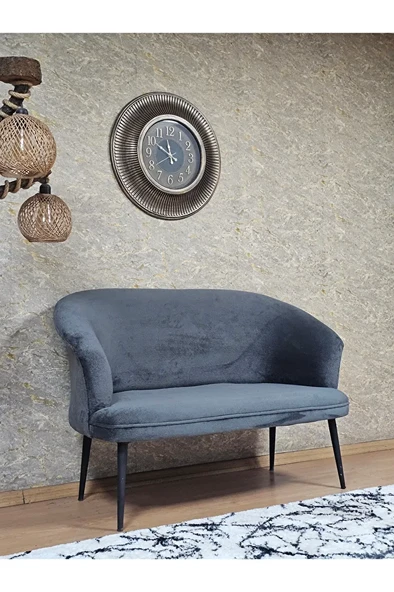 İkili TEDDY Siyah Boyalı Sivriltme Ayak Çay Seti Koltuk İkili Berjer , Balkon, Salon, Ofis Füme Renk 40,5 Boyut/Ebat - Resim 2