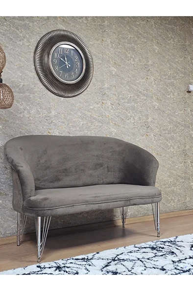 İkili TEDDY Krom Kaplama Telli Ayak Çay Seti Koltuk İkili Berjer , Balkon, Salon, Ofis Kahverengi Renk 40,5 Boyut/Ebat - 2