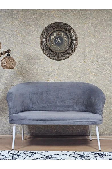 İkili TEDDY Beyaz Boyalı Sivriltme Ayak Çay Seti Koltuk İkili Berjer , Balkon, Salon, Ofis Gri Renk 40,5 Boyut/Ebat ürün görseli 1