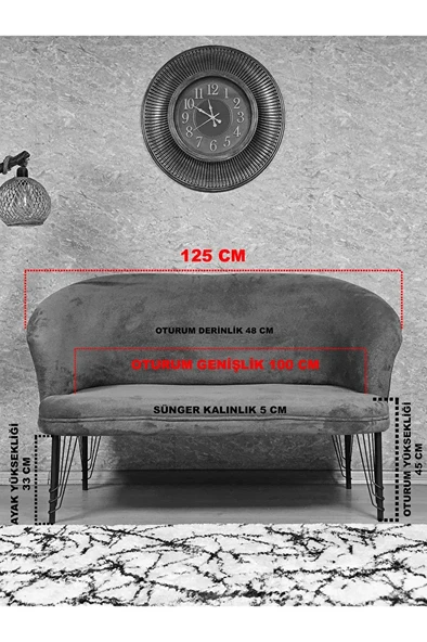 İkili TEDDY Krom Kaplama Telli Ayak Çay Seti Koltuk İkili Berjer , Balkon, Salon, Ofis Kiremit Renk 40,5 Boyut/Ebat - 5