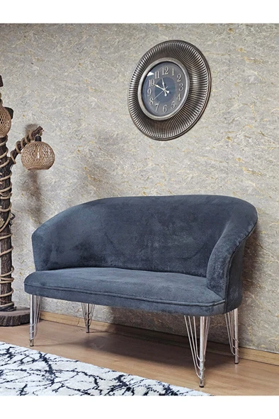 İkili TEDDY Krom Kaplama Telli Ayak Çay Seti Koltuk İkili Berjer , Balkon, Salon, Ofis Füme Renk 40,5 Boyut/Ebat - 3