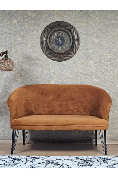 İkili TEDDY Siyah Boyalı Telli Ayak Çay Seti Koltuk İkili Berjer , Balkon, Salon, Ofis Kiremit Renk 40,5 Boyut/Ebat ürün görseli 1