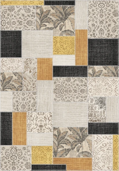 Dijital Baskılı Dekoratif Kaymaz Taban Yıkanabilir Kilim Desen Halı Salon Halısı Yolluk Mutfak Halısı 80x200 cm Siyah - Resim 3