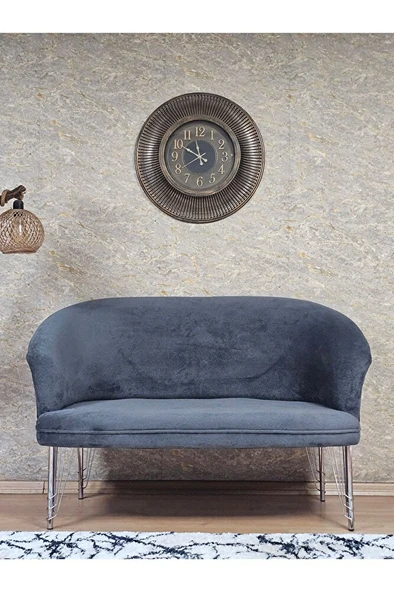 İkili TEDDY Krom Kaplama Telli Ayak Çay Seti Koltuk İkili Berjer , Balkon, Salon, Ofis Füme Renk 40,5 Boyut/Ebat