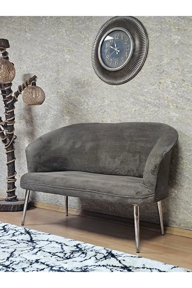 İkili TEDDY Krom Kaplama Sivriltme Ayak Çay Seti Koltuk İkili Berjer , Balkon, Salon, Ofis Kahverengi Renk 40,5 Boyut/Ebat - Resim 3