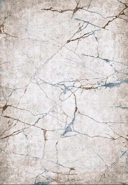 Dijital Baskılı Dekoratif Kaymaz Taban Yıkanabilir Mermer Desen Halı Salon Halısı Yolluk Mutfak Halısı 120x180 cm Bej - Resim 3