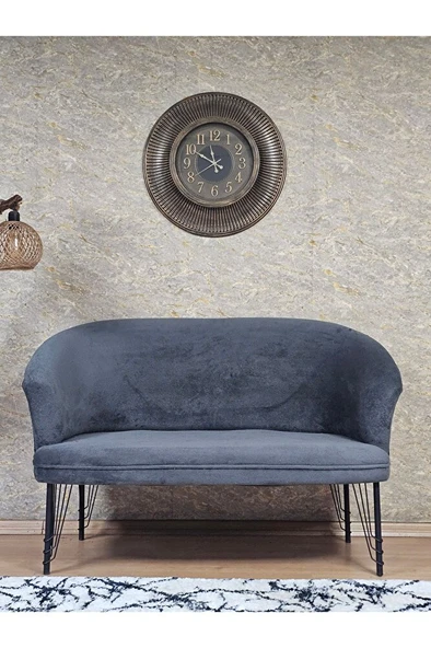 İkili TEDDY Siyah Boyalı Telli Ayak Çay Seti Koltuk İkili Berjer , Balkon, Salon, Ofis Füme Renk 40,5 Boyut/Ebat ürün görseli 1