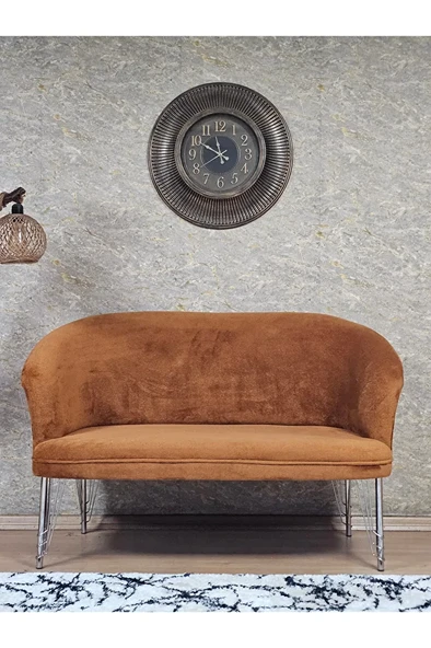 İkili TEDDY Krom Kaplama Telli Ayak Çay Seti Koltuk İkili Berjer , Balkon, Salon, Ofis Kiremit Renk 40,5 Boyut/Ebat