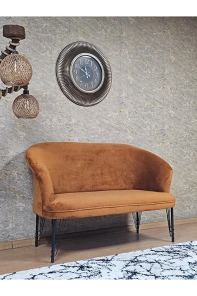 İkili TEDDY Siyah Boyalı Telli Ayak Çay Seti Koltuk İkili Berjer , Balkon, Salon, Ofis Kiremit Renk 40,5 Boyut/Ebat - Resim 2