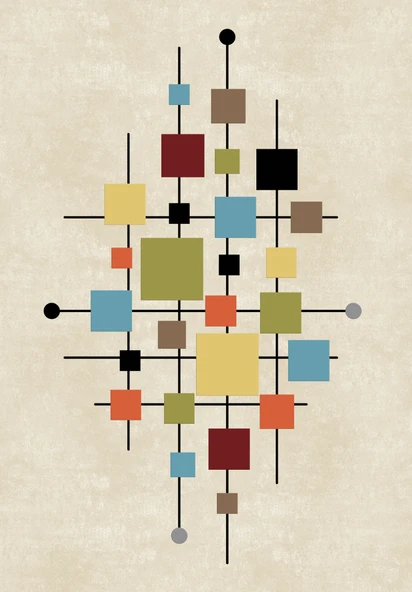 Dijital Baskılı Dekoratif Kaymaz Taban Yıkanabilir Geometrik Desen Halı Salon Halısı Yolluk Mutfak Halısı 100x150 cm Krem - Resim 3