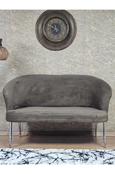 İkili TEDDY Krom Kaplama Telli Ayak Çay Seti Koltuk İkili Berjer , Balkon, Salon, Ofis Kahverengi Renk 40,5 Boyut/Ebat