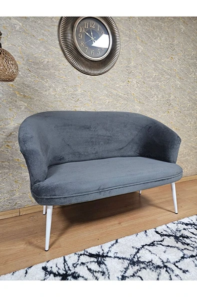 İkili TEDDY Beyaz Boyalı Sivriltme Ayak Çay Seti Koltuk İkili Berjer , Balkon, Salon, Ofis Füme Renk 40,5 Boyut/Ebat - Resim 4