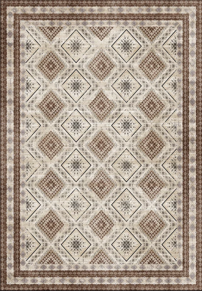 Dijital Baskılı Dekoratif Kaymaz Taban Yıkanabilir Kilim Desen Halı Salon Halısı Yolluk Mutfak Halısı 160x250 cm Kahverengi - Resim 3