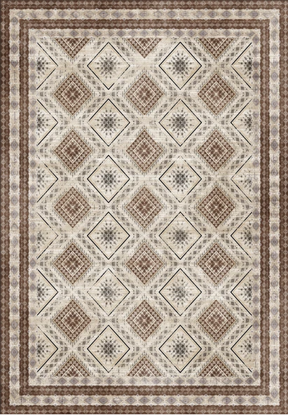Dijital Baskılı Dekoratif Kaymaz Taban Yıkanabilir Kilim Desen Halı Salon Halısı Yolluk Mutfak Halısı 80x150 cm Kahverengi - Resim 3