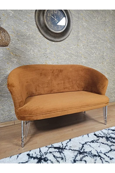 İkili TEDDY Krom Kaplama Telli Ayak Çay Seti Koltuk İkili Berjer , Balkon, Salon, Ofis Kiremit Renk 40,5 Boyut/Ebat - 4