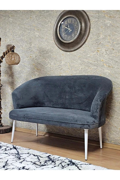 İkili TEDDY Beyaz Boyalı Sivriltme Ayak Çay Seti Koltuk İkili Berjer , Balkon, Salon, Ofis Füme Renk 40,5 Boyut/Ebat - Resim 3