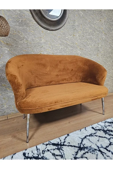 İkili TEDDY Krom Kaplama Sivriltme Ayak Çay Seti Koltuk İkili Berjer , Balkon, Salon, Ofis Kiremit Renk 40,5 Boyut/Ebat - Resim 4