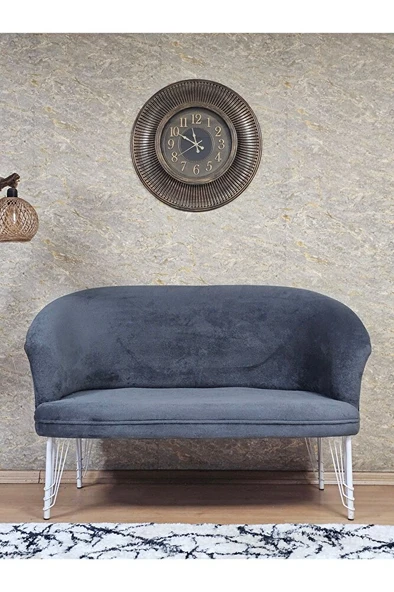 İkili TEDDY Beyaz Boyalı Telli Ayak Çay Seti Koltuk İkili Berjer , Balkon, Salon, Ofis Füme Renk 40,5 Boyut/Ebat