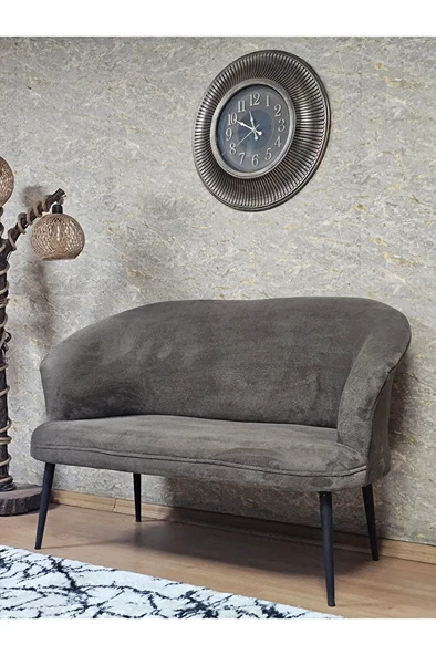 İkili TEDDY Siyah Boyalı Sivriltme Ayak Çay Seti Koltuk İkili Berjer , Balkon, Salon, Ofis Kahverengi Renk 40,5 Boyut/Ebat - Resim 3