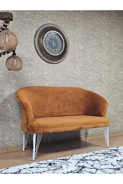 İkili TEDDY Beyaz Boyalı Telli Ayak Çay Seti Koltuk İkili Berjer , Balkon, Salon, Ofis Kiremit Renk 40,5 Boyut/Ebat - 2