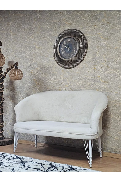 İkili TEDDY Beyaz Boyalı Telli Ayak Çay Seti Koltuk İkili Berjer , Balkon, Salon, Ofis Krem Renk 40,5 Boyut/Ebat - Resim 3