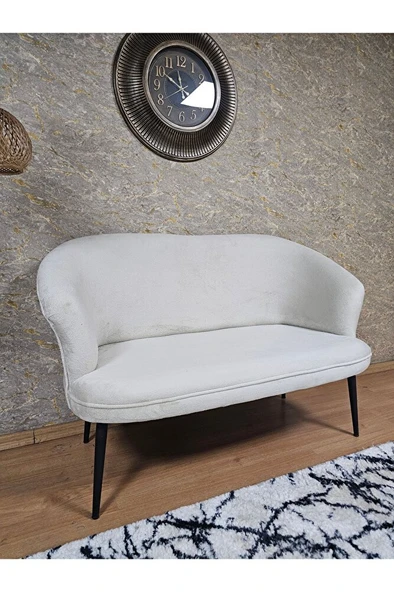 İkili TEDDY Siyah Boyalı Sivriltme Ayak Çay Seti Koltuk İkili Berjer , Balkon, Salon, Ofis Krem Renk 40,5 Boyut/Ebat - Resim 4