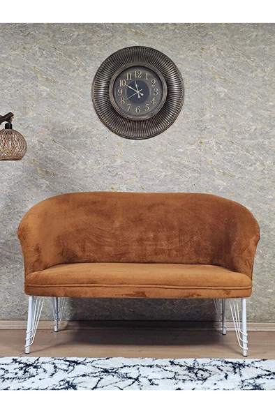 İkili TEDDY Beyaz Boyalı Telli Ayak Çay Seti Koltuk İkili Berjer , Balkon, Salon, Ofis Kiremit Renk 40,5 Boyut/Ebat