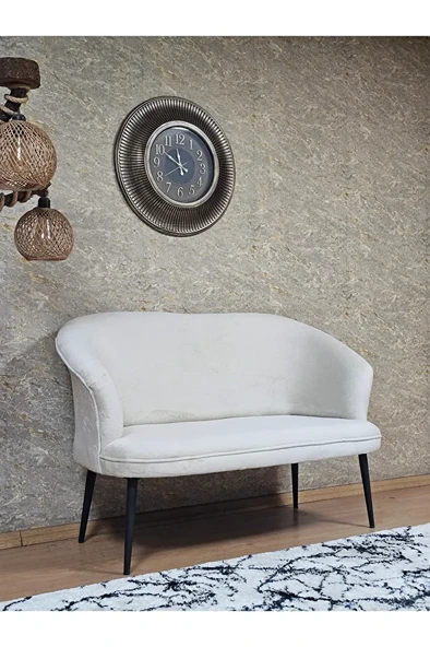 İkili TEDDY Siyah Boyalı Sivriltme Ayak Çay Seti Koltuk İkili Berjer , Balkon, Salon, Ofis Krem Renk 40,5 Boyut/Ebat - Resim 2