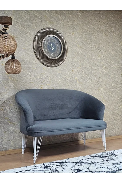 İkili TEDDY Beyaz Boyalı Telli Ayak Çay Seti Koltuk İkili Berjer , Balkon, Salon, Ofis Füme Renk 40,5 Boyut/Ebat - 2