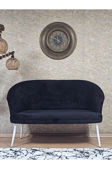 İkili TEDDY Beyaz Boyalı Sivriltme Ayak Çay Seti Koltuk İkili Berjer , Balkon, Salon, Ofis Siyah Renk 40,5 Boyut/Ebat