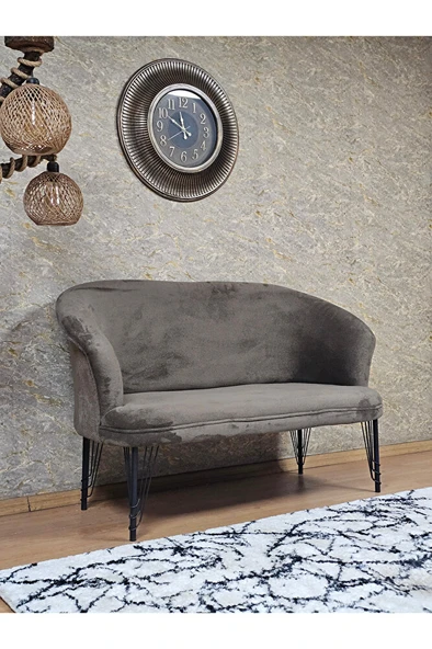 İkili TEDDY Siyah Boyalı Telli Ayak Çay Seti Koltuk İkili Berjer , Balkon, Salon, Ofis Kahverengi Renk 40,5 Boyut/Ebat - Resim 2