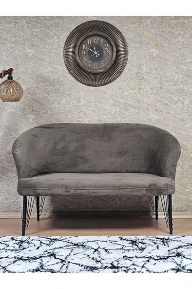 İkili TEDDY Siyah Boyalı Telli Ayak Çay Seti Koltuk İkili Berjer , Balkon, Salon, Ofis Kahverengi Renk 40,5 Boyut/Ebat ürün görseli 1