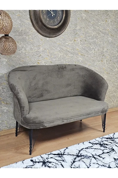 İkili TEDDY Siyah Boyalı Telli Ayak Çay Seti Koltuk İkili Berjer , Balkon, Salon, Ofis Kahverengi Renk 40,5 Boyut/Ebat - Resim 4