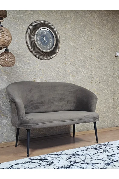 İkili TEDDY Siyah Boyalı Sivriltme Ayak Çay Seti Koltuk İkili Berjer , Balkon, Salon, Ofis Kahverengi Renk 40,5 Boyut/Ebat - Resim 2