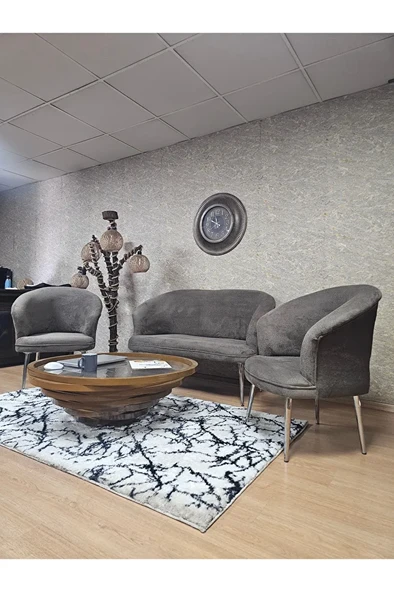 TEDDY Takım Krom Kaplama Sivriltme Ayak Çay Seti Koltuk - Berjer , Balkon, Salon, Ofis Kahverengi Renk 40 x 125 Boyut/Ebat - 4