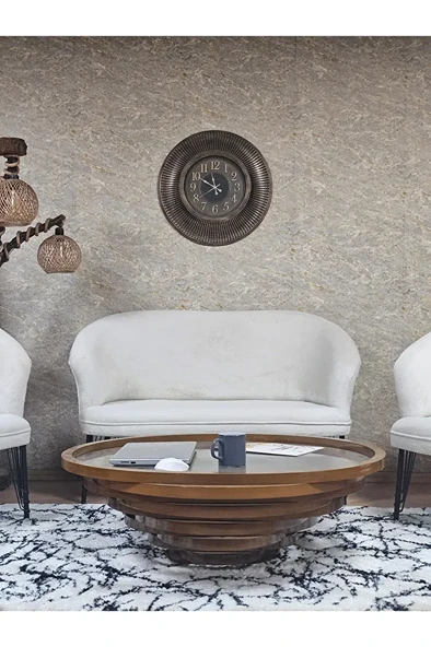 TEDDY Takım Siyah Boyalı Telli Ayak Çay Seti Koltuk - Berjer , Balkon, Salon, Ofis Krem Renk 40 x 125 Boyut/Ebat - 2