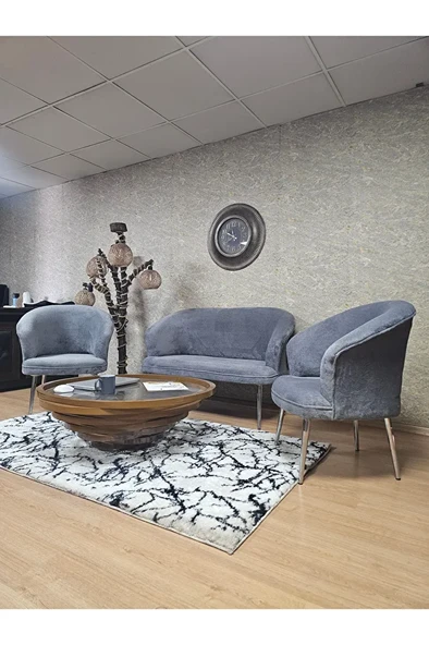 TEDDY Takım Krom Kaplama Sivriltme Ayak Çay Seti Koltuk - Berjer , Balkon, Salon, Ofis Gri Renk 40 x 125 Boyut/Ebat - 4