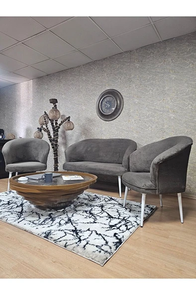 TEDDY Takım Beyaz Boyalı Sivriltme Ayak Çay Seti Koltuk - Berjer , Balkon, Salon, Ofis Kahverengi Renk 40 x 125 Boyut/Ebat - 4