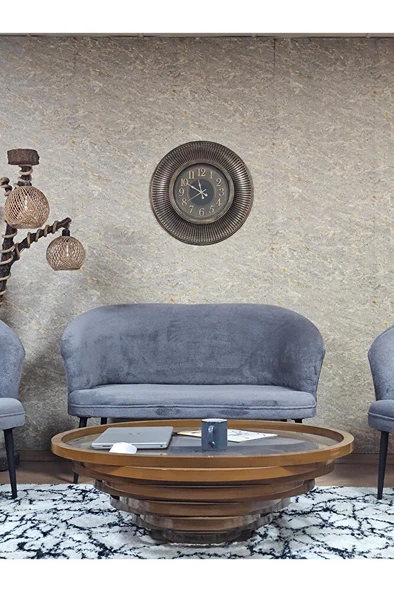 TEDDY Takım Siyah Boyalı Sivriltme Ayak Çay Seti Koltuk - Berjer , Balkon, Salon, Ofis Gri Renk 40 x 125 Boyut/Ebat - Resim 2