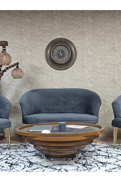 TEDDY Takım Gold Kaplama Telli Ayak Çay Seti Koltuk - Berjer , Balkon, Salon, Ofis Füme Renk 40 x 125 Boyut/Ebat - Resim 2