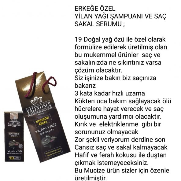 ERKEĞE ÖZE ULTRA BAKIM YILAN YAĞI ŞAMPUAN VE SAÇ SAKAL SERUMU 2 Lİ SET - 7