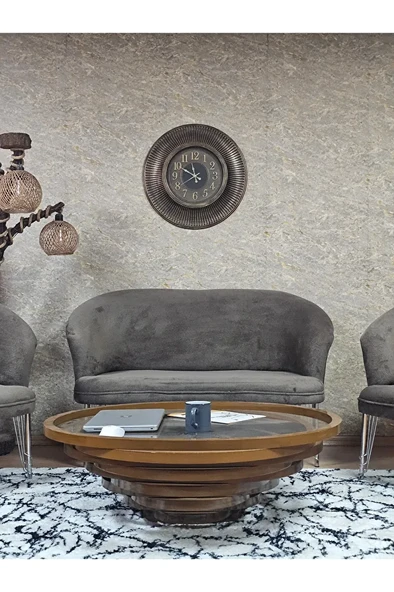 TEDDY Takım Krom Kaplama Telli Ayak Çay Seti Koltuk - Berjer , Balkon, Salon, Ofis Kahverengi Renk 40 x 125 Boyut/Ebat - 2