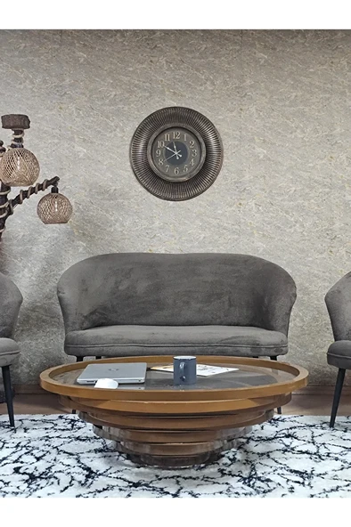 TEDDY Takım Siyah Boyalı Sivriltme Ayak Çay Seti Koltuk - Berjer , Balkon, Salon, Ofis Kahverengi Renk 40 x 125 Boyut/Ebat - Resim 2