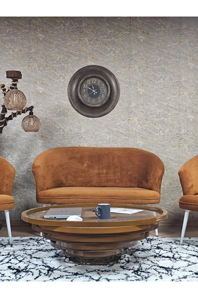 TEDDY Takım Beyaz Boyalı Sivriltme Ayak Çay Seti Koltuk - Berjer , Balkon, Salon, Ofis Kiremit Renk 40 x 125 Boyut/Ebat - Resim 2