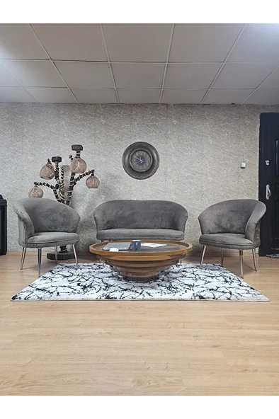 TEDDY Takım Krom Kaplama Sivriltme Ayak Çay Seti Koltuk - Berjer , Balkon, Salon, Ofis Kahverengi Renk 40 x 125 Boyut/Ebat