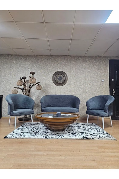 TEDDY Takım Beyaz Boyalı Sivriltme Ayak Çay Seti Koltuk - Berjer , Balkon, Salon, Ofis Füme Renk 40 x 125 Boyut/Ebat ürün görseli