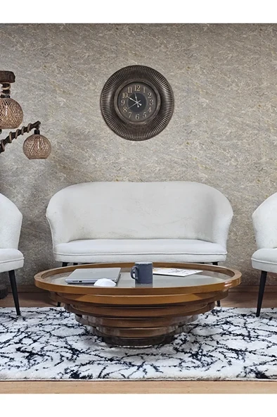 TEDDY Takım Siyah Boyalı Sivriltme Ayak Çay Seti Koltuk - Berjer , Balkon, Salon, Ofis Krem Renk 40 x 125 Boyut/Ebat - Resim 2