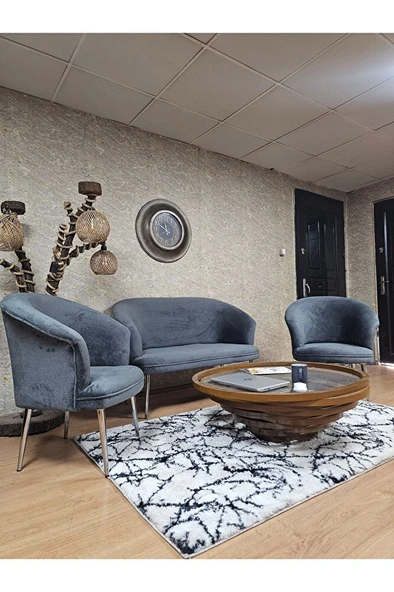 TEDDY Takım Krom Kaplama Sivriltme Ayak Çay Seti Koltuk - Berjer , Balkon, Salon, Ofis Füme Renk 40 x 125 Boyut/Ebat - 3