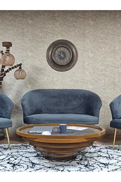 TEDDY Takım Gold Kaplama Sivriltme Ayak Çay Seti Koltuk - Berjer , Balkon, Salon, Ofis Füme Renk 40 x 125 Boyut/Ebat - Resim 2